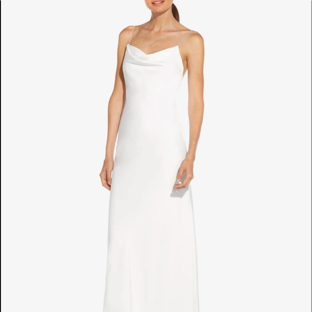 Aidan mattox Crystal Strap Satin Gown NWT